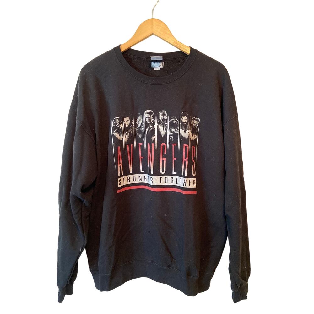 Marvel Avengers Black Sweatshirt Nerdy Comics Super Hero Long Sleeve XL Jacket